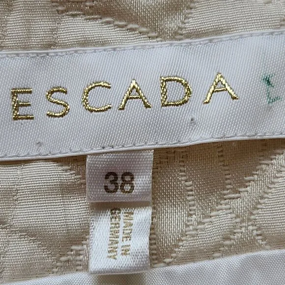 Escada Cropped Quilted Cream Jacket Blazer Vintage Rare Luxury Classic Office - Picture 10 of 16